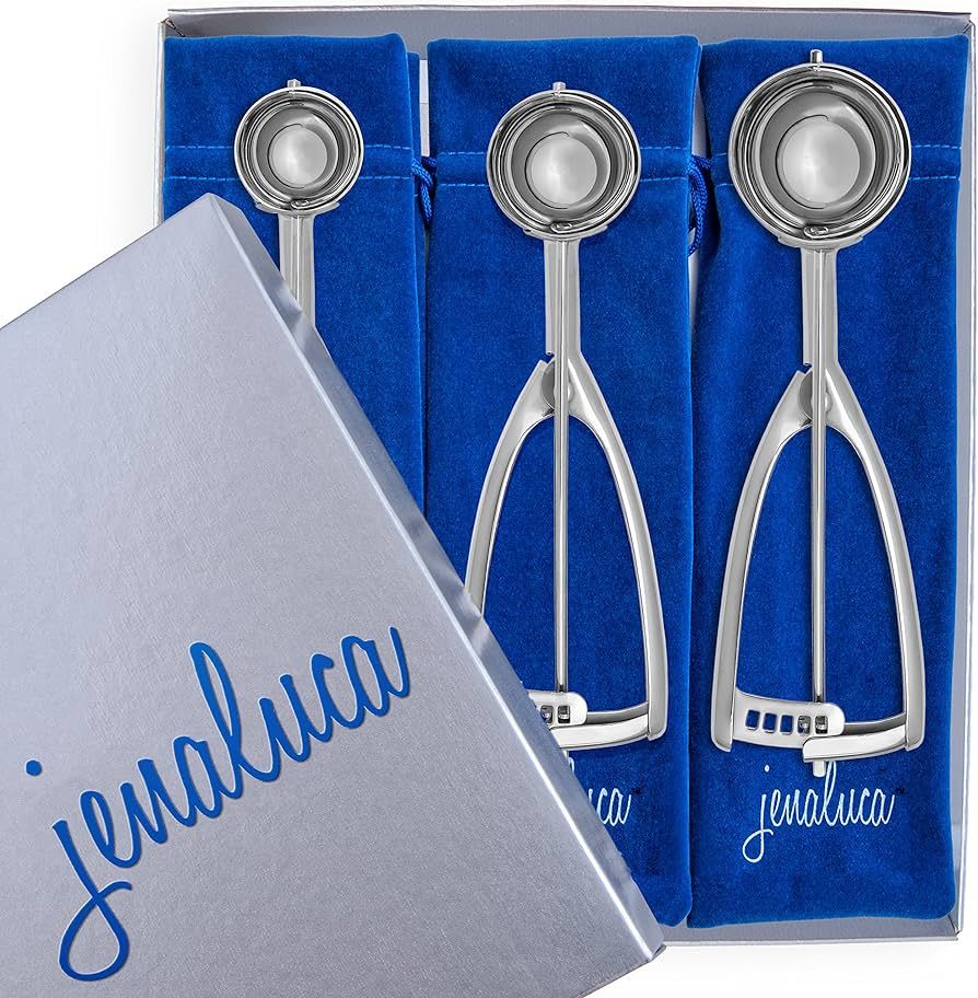 Jenaluca Three Scoop Gift Set - Cookie Scoop, Cupcake & Ice Cream Scooper in Gift Box - Small Med... | Amazon (US)