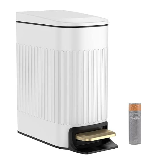 6 Liter/1.6 Gallon Bathroom Trash Can with Lid,Slim Rectangular Garbage Can with Removable Liner ... | Amazon (US)