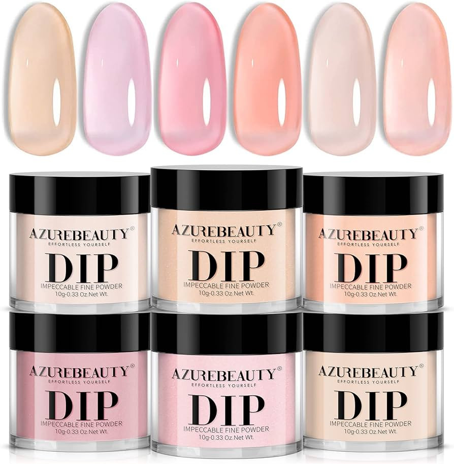 AZUREBEAUTY Dip Powder Set 6 Pcs Translucent Nude Pink Sheer Color, Natural Clear Dipping Powder ... | Amazon (US)