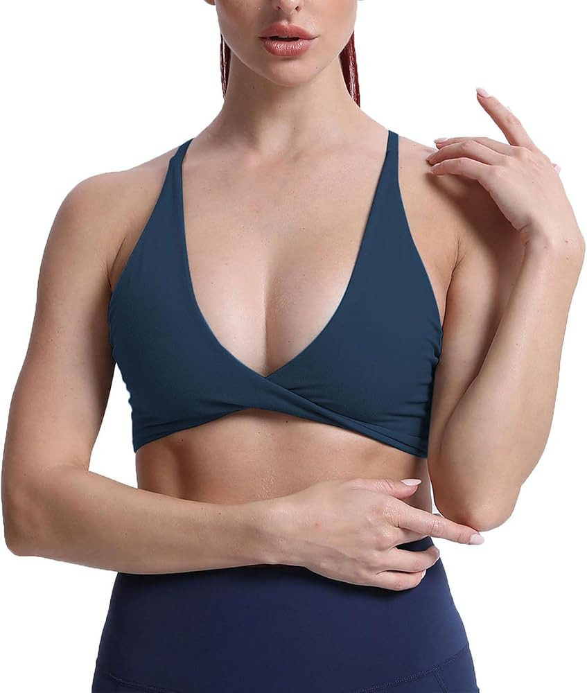 Aoxjox Women's Workout Sports Bras Fitness Backless Padded Sienna Low Impact Bra Yoga Crop Tank T... | Amazon (US)