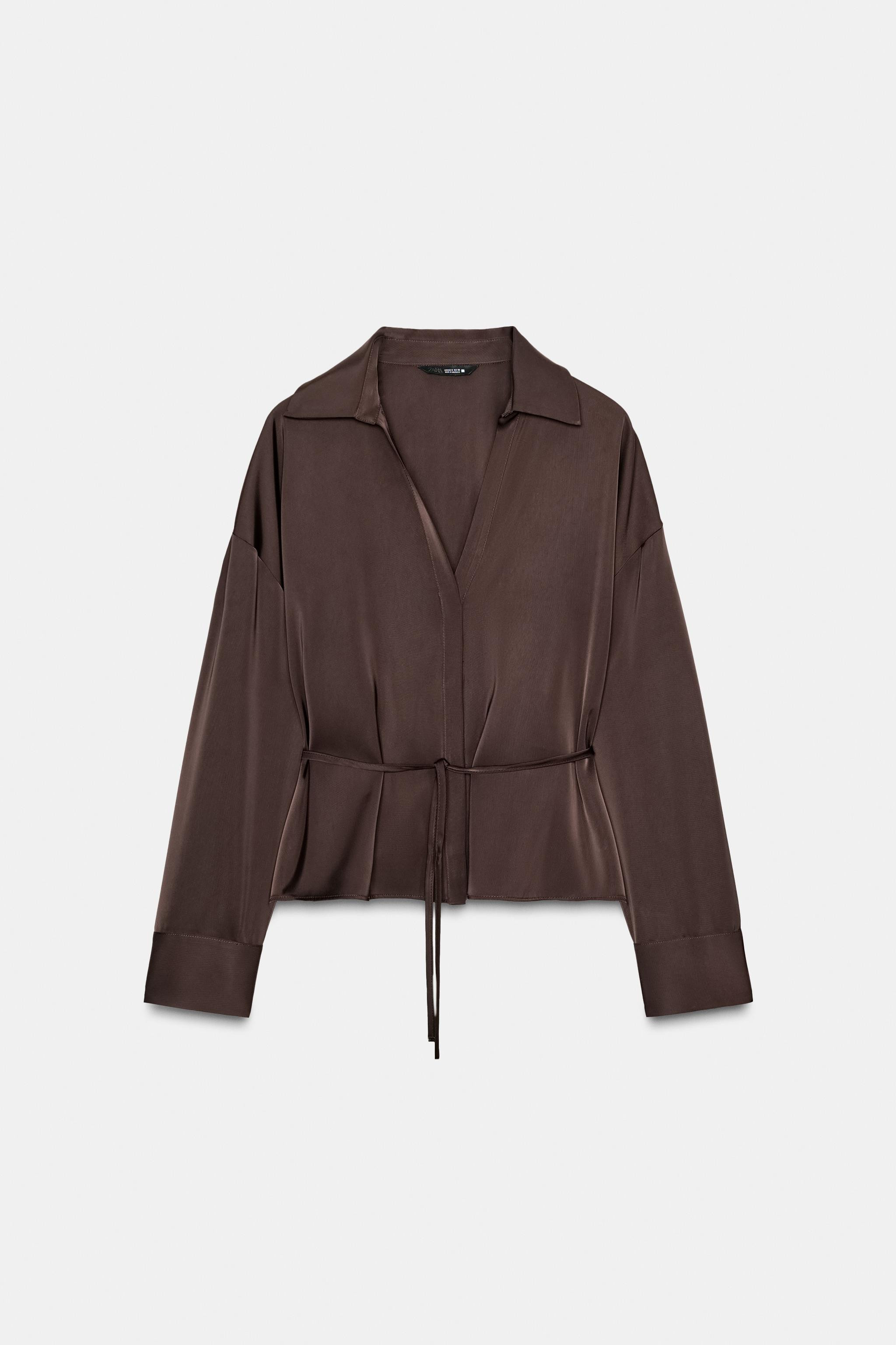 BLUSE IN SATINOPTIK MIT GÜRTEL | Zara DE