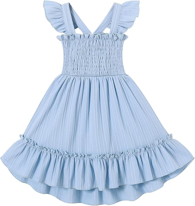 YOUNGER TREE Toddler Dress Girls Summer Ruffle Sleeveless Smocked Dresses Kids Beach Casual Sundr... | Amazon (US)