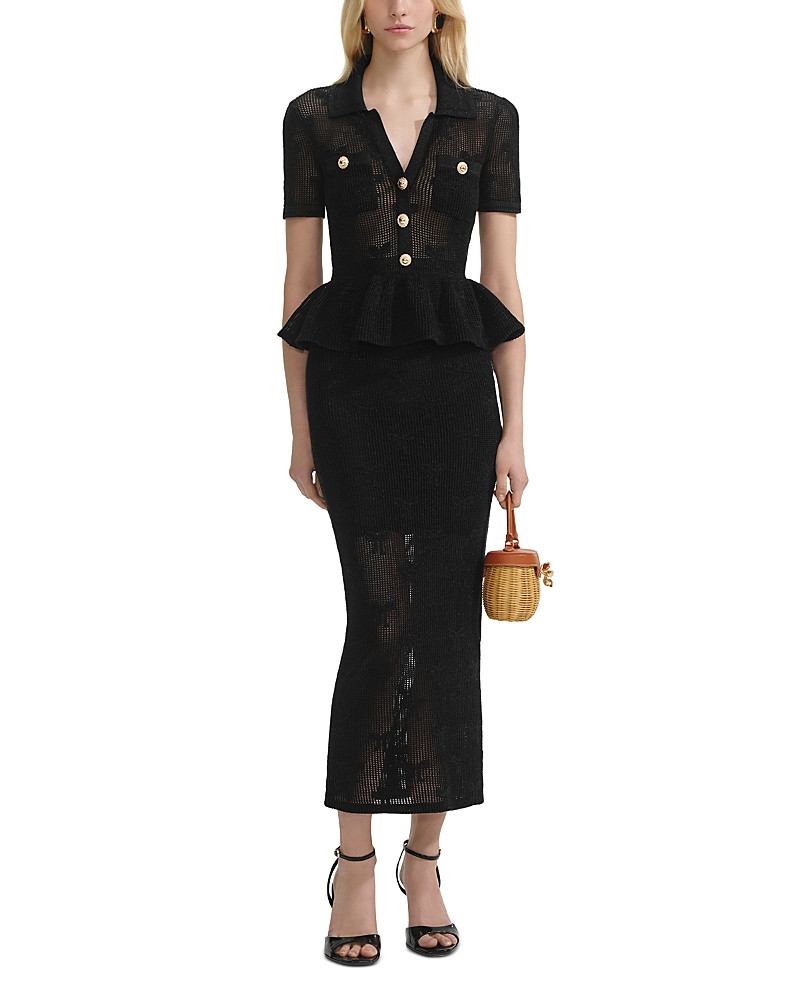 Self-Portrait Black Bow Crochet Midi Dress | Bloomingdale's (US)