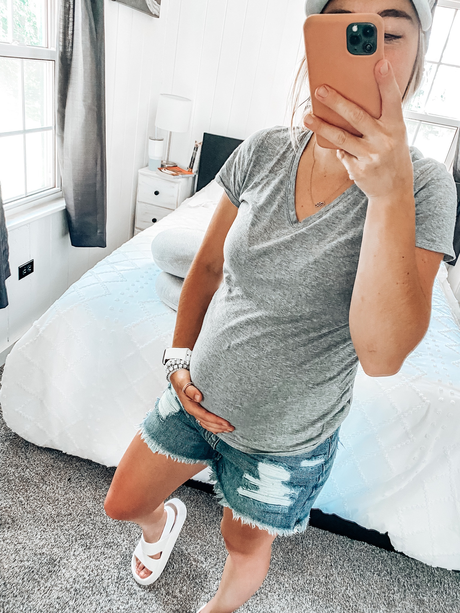 Errands outfit 
Maternity outfit 
Maternity 
Maternity shorts 
Maternity jean shorts 
Casual maternity 

#LTKbump #LTKstyletip