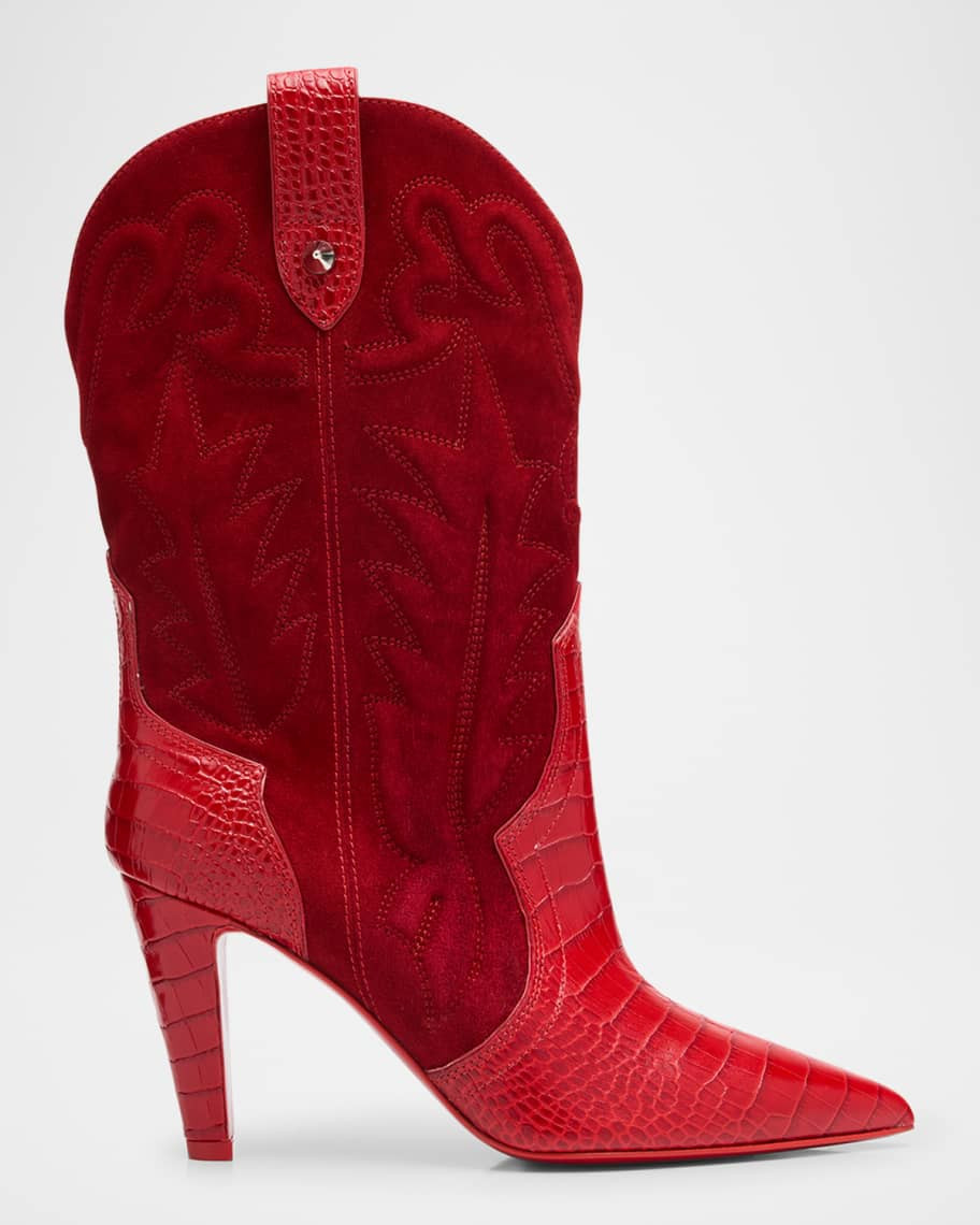 Christian Louboutin Santia Suede Red Sole Booties | Neiman Marcus