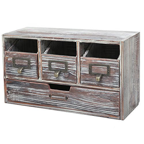 MyGift Rustic Torched Wood Desk Supplies Organizer Caddy with Multiple Compartment Drawers, Craft Su | Amazon (US)