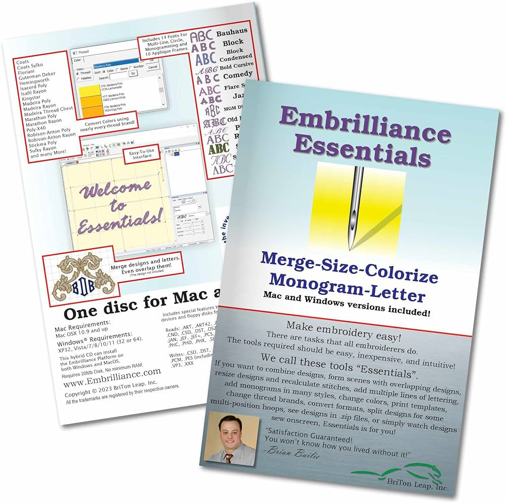 Embrilliance Essentials, Embroidery Software for Mac & PC | Amazon (US)