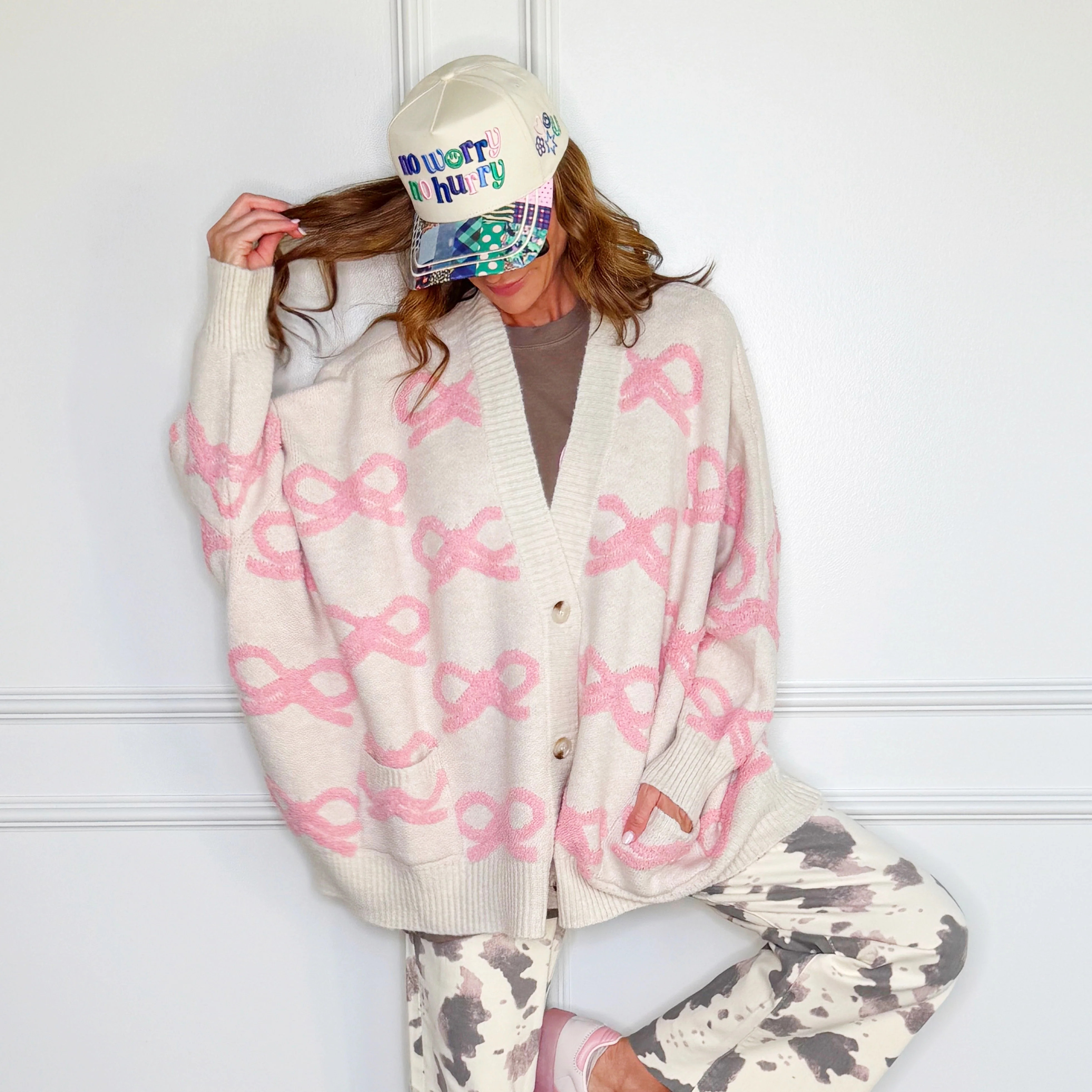 Light Pink Bows Cardigan | Poppy & Pine