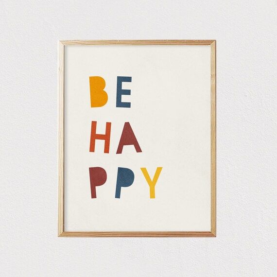 Be happy print  Mid century modern kids wall art  | Etsy | Etsy (US)