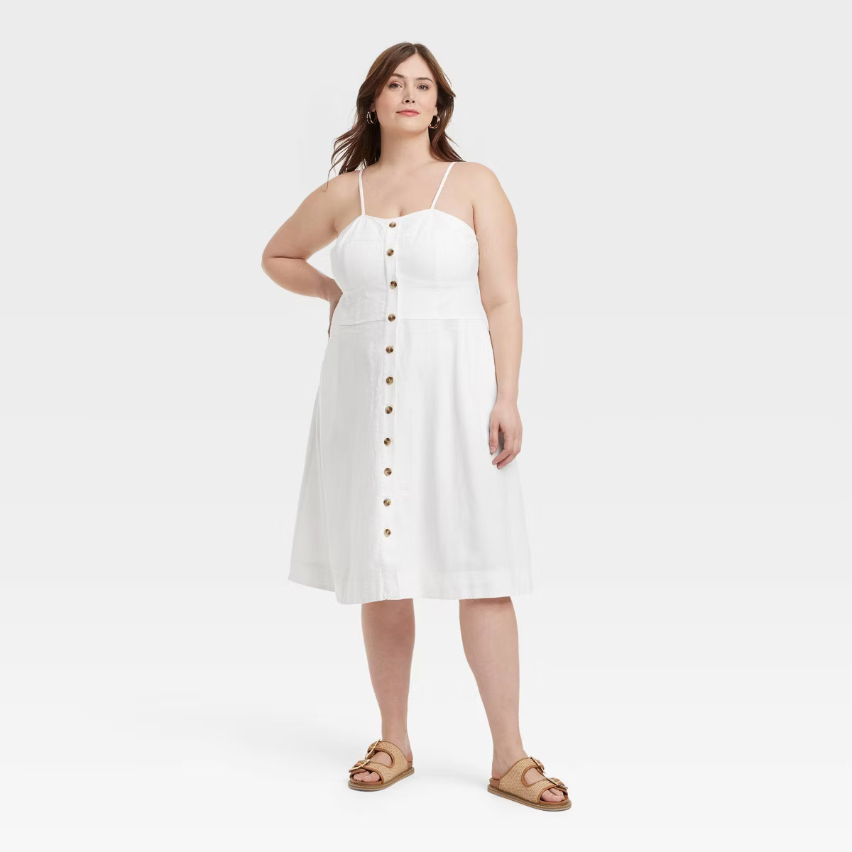 Women's Corset Linen Midi A-Line Dress - Universal Thread™ | Target