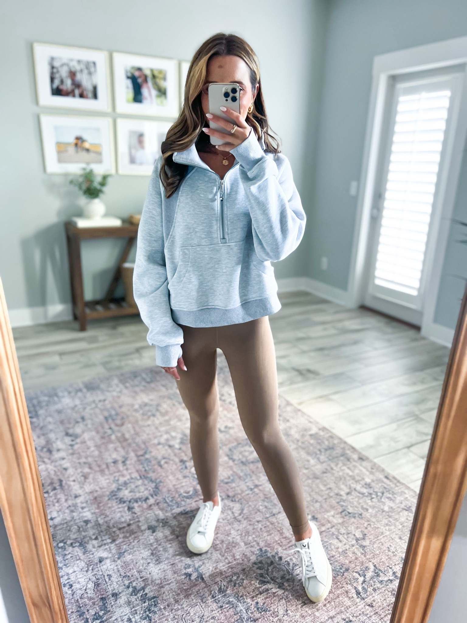 Amazon sweatshirt. Amazon Lululemon dupe sweatshirt. Travel outfit. Casual outfit. Casual style. Gray sweatshirt. Favorite amazing leggings (XXS). Veja Esplar sneakers (size down if you are a half size).

*Sweatshirt looks similar to my Lululemon scuba funnel neck. It comes in a hoodie version as well, linking that at the bottom. 

#LTKtravel #LTKunder50 #LTKshoecrush