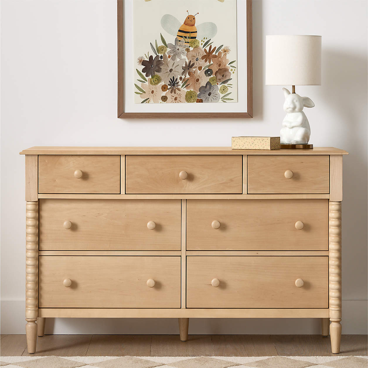 Jenny Lind 54" Maple Wood Wide 7-Drawer Kids Dresser + Reviews | Crate & Kids | Crate & Barrel