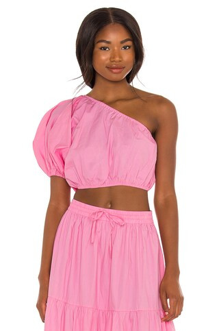 SWF One Shoulder Puff Sleeve Crop in Floss from Revolve.com | Revolve Clothing (Global)