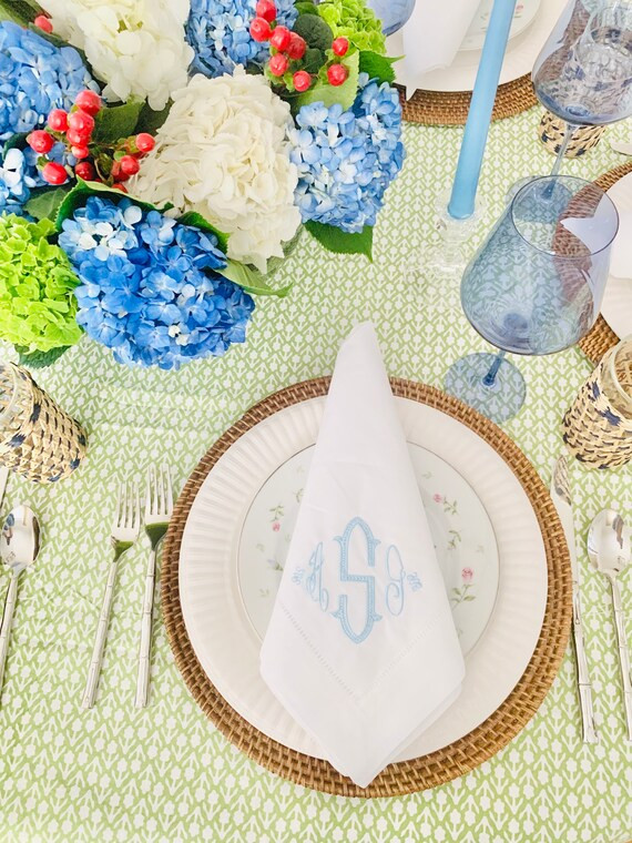 Read the full title
    Monogram Dinner Napkins chic frames and monogram  | Custom Embroidery | W... | Etsy (US)