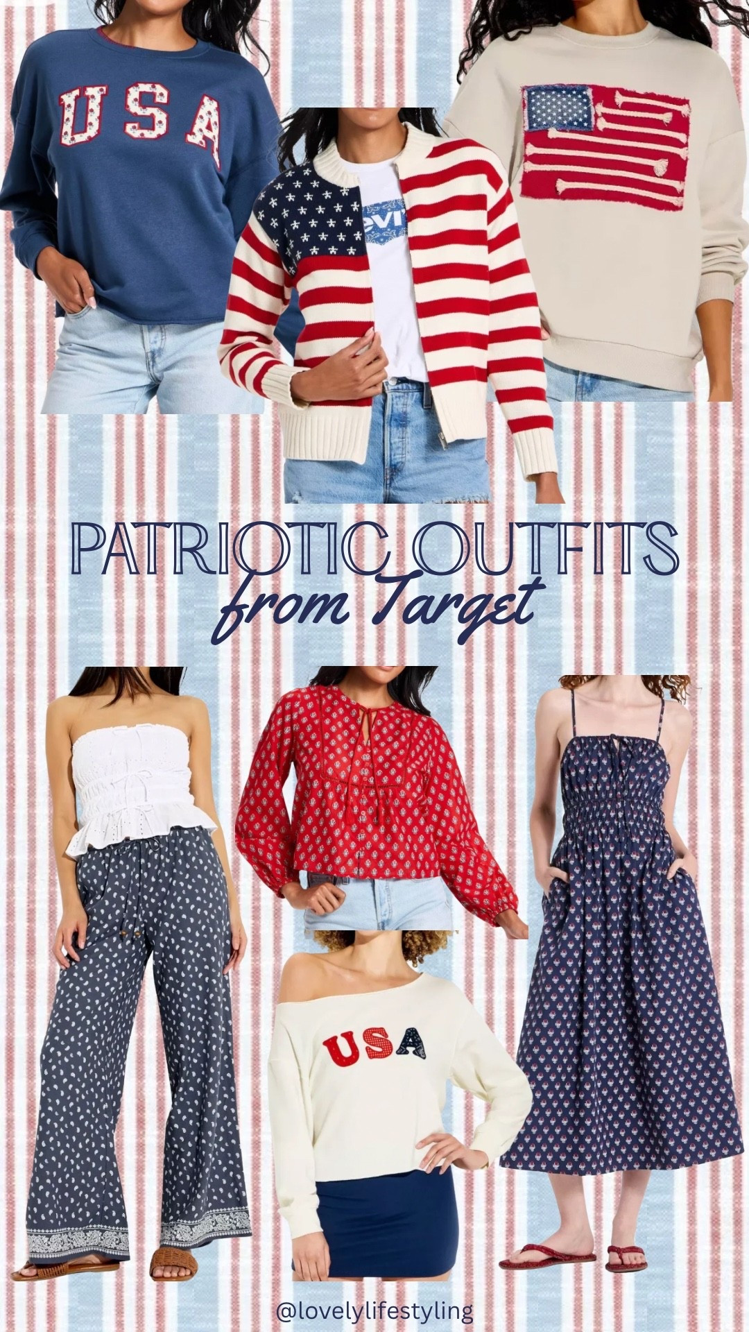 Patriotic outfits from Target 🇺🇸
4th of July outfit 
Flag sweater 
Target new arrivals 
Summer outfit

#LTKSeasonal #LTKOver40 #LTKSaleAlert