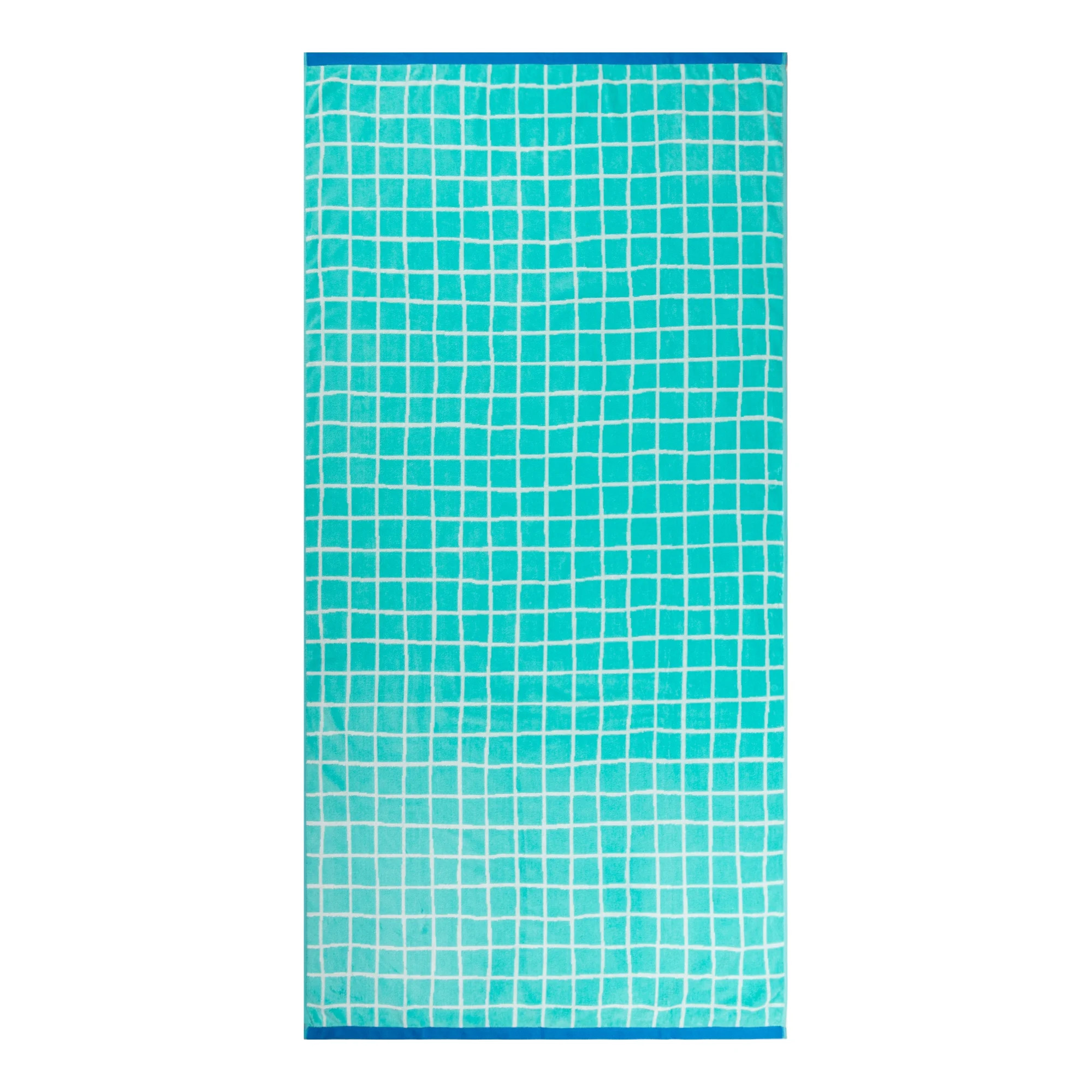 Mainstays Summer Vibes Cotton-Blend Beach Towel, 72 x 36 in, Checkered Teal | Walmart (US)