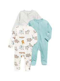 Unisex Sleep & Play 1-Way-Zip Footed One-Piece 3-Pack for Baby | Old Navy (US)