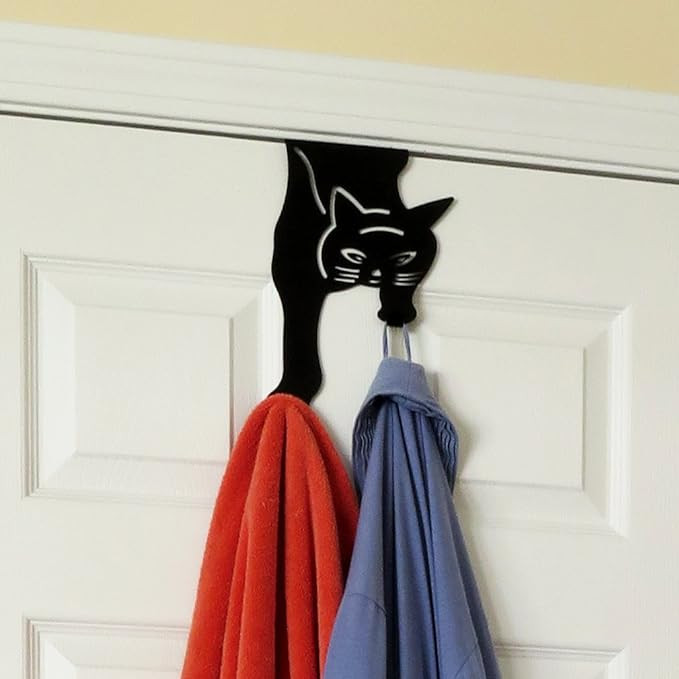 Evelots Cat Over The Door Hooks for Hanging - Black - Over The Door Organizer - Strong Metal Hook... | Amazon (US)