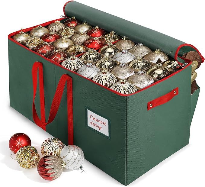 Large Christmas Ornament Storage Box,4 Tier Holds Up to 128 Holiday Ornaments 3-Inch, Xmas Decora... | Amazon (US)