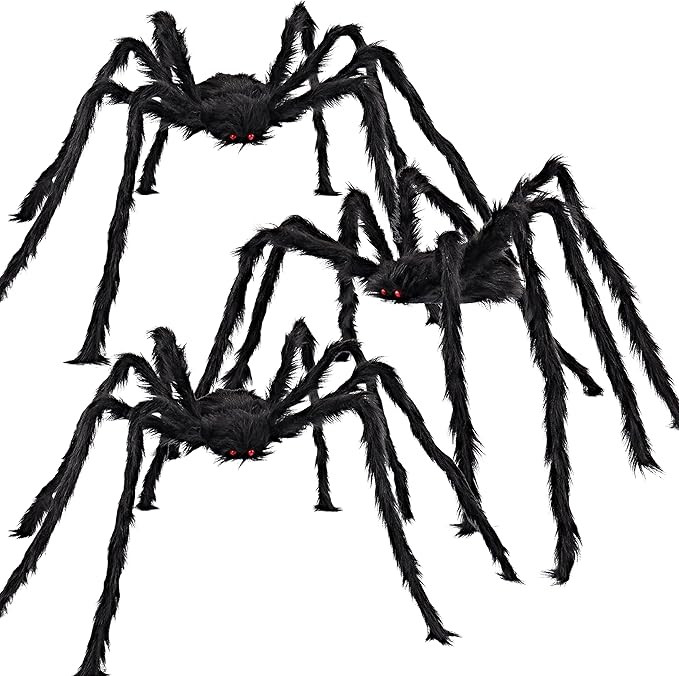 JOYIN 3 Pcs Halloween Spiders Outdoor Decoration, Halloween Decor Outside, 5 Ft Large Hairy Giant... | Amazon (US)