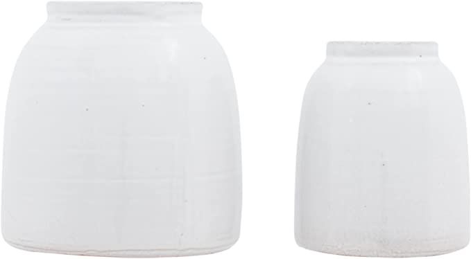 Creative Co-Op Terracotta Vases (Set of 2 Sizes), White | Amazon (US)