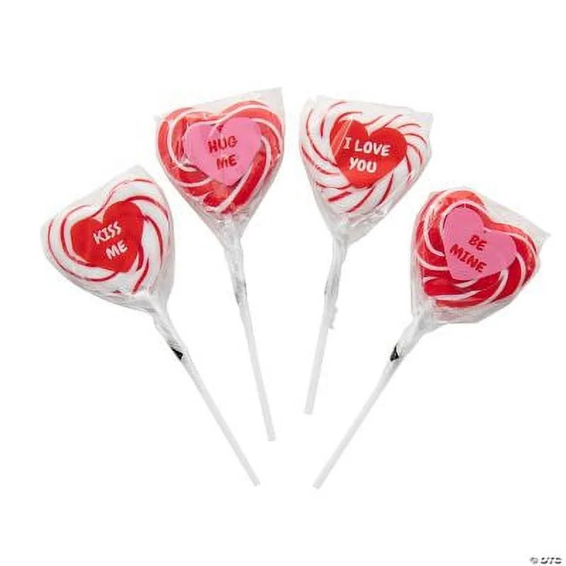 Heart-Shaped Swirl Lollipops, 12 Pieces, Valentine's Day, Party Favors | Walmart (US)