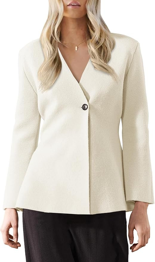 Saodimallsu Womens Cardigan Sweaters Long Sleeve Peplum V Neck Open Front Button Knit Sweater Bla... | Amazon (US)