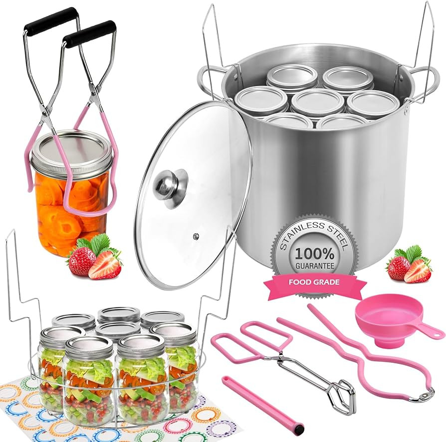 Canning Pot Water Bath Canner with Rack and Lid, 21.5 Quart Stainless Steel Stock Pots, Canning S... | Amazon (US)