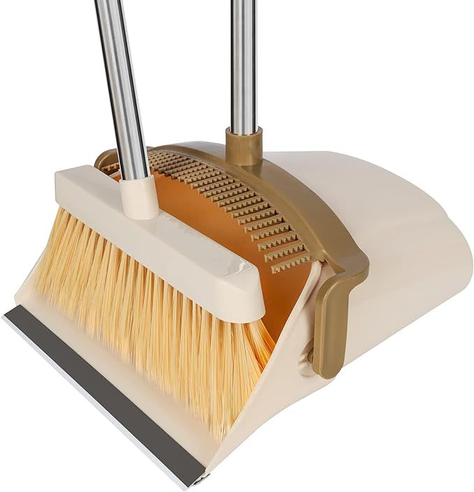 Broom and Dustpan Set for Home/Dustpan and Broom Combo Set,Standing Dustpan Dust Pan with Long Ha... | Amazon (US)