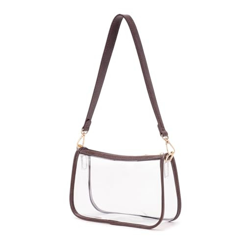 Leanoria Clear Tote Bag Stadium Approved Clear Purse PVC Handbag Retro Classic Transparent Bag for Concert (Coffee) | Amazon (US)