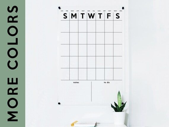 Minimalist Acrylic Calendar Customized Bottom Notes Monthly | Etsy | Etsy (US)