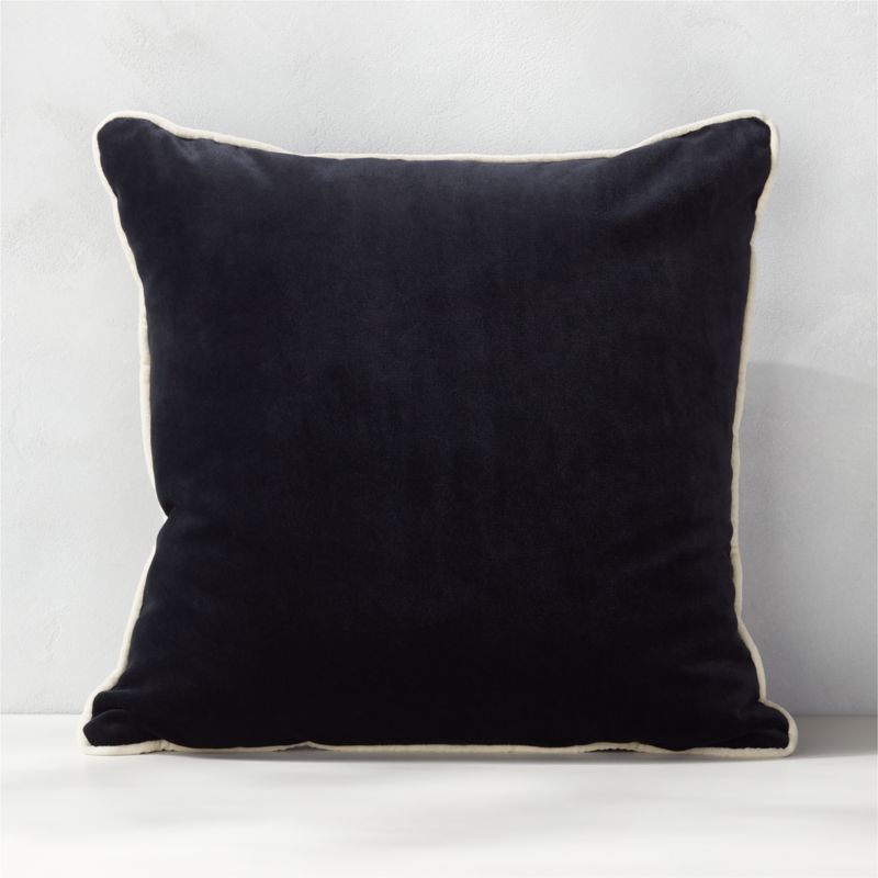 20'' Bronte Recycled Velvet Black and White Outdoor Patio Throw Pillow | CB2 | CB2