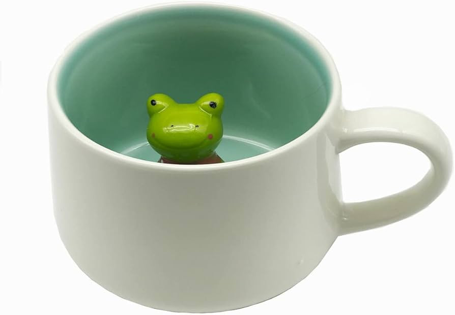 3D Animal Cup Coffee Mug (Frog) - Ceramic, 400 ML - Perfect for Kids & Adults | Amazon (US)