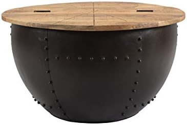 Ailsa Handcrafted Modern Industrial Mango Wood and Iron Coffee Table, Natural and Black | Amazon (US)