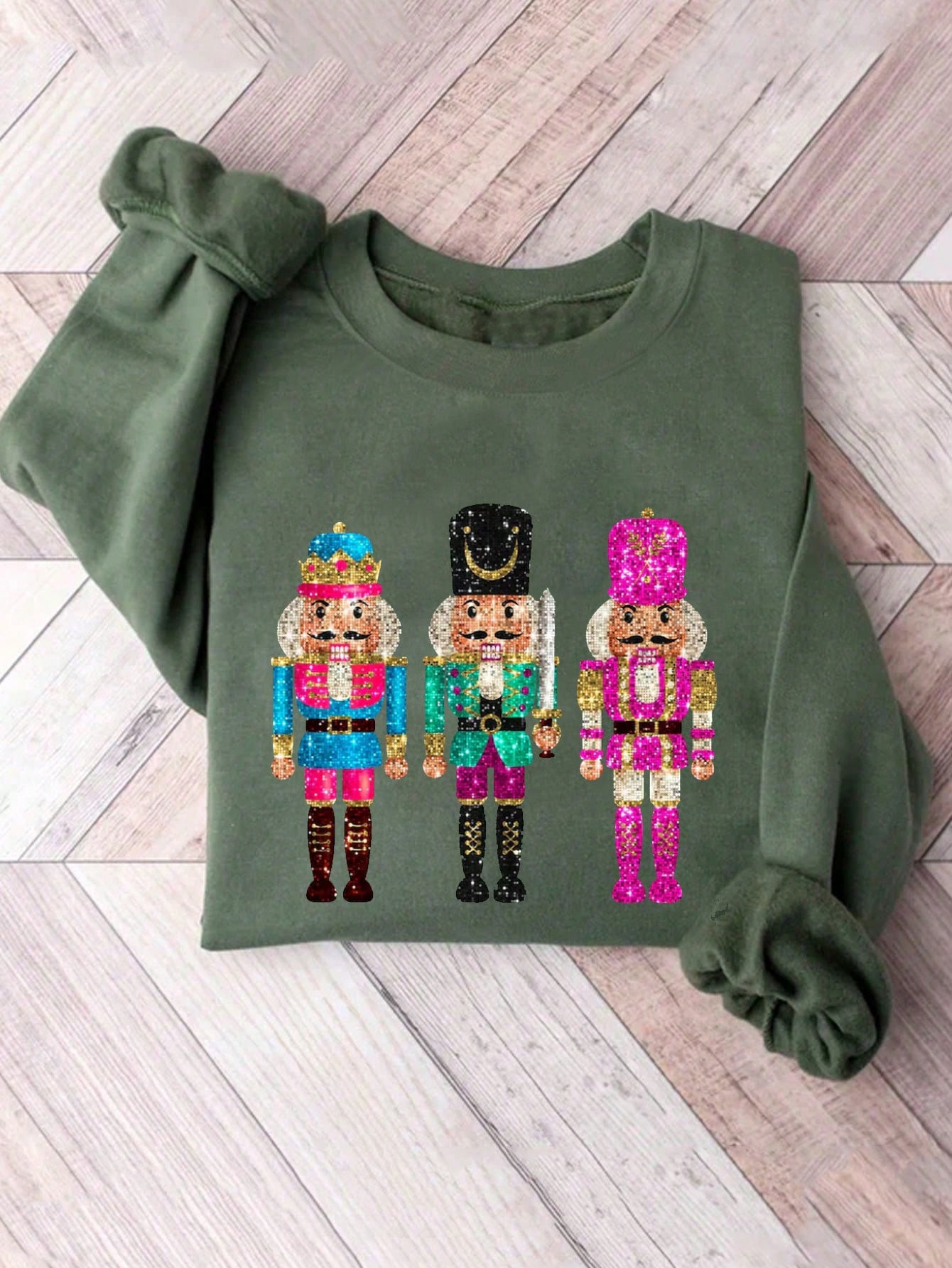 SHEIN EZwear Nutcracker Sweatshirt, Nutcracker Christmas Shirt, Christmas Gift, Sequin Shirt, Wom... | SHEIN