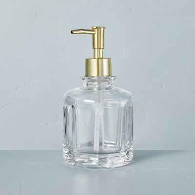 Sculpted Glass Soap/Lotion Pump Dispenser Clear/Brass - Hearth & Hand™ with Magnolia | Target