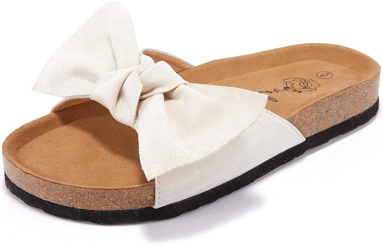 FISACE Womens Slip On Flip Flops Ring Toe Strappy Summer Gladiator Flat Sandals | Amazon (US)