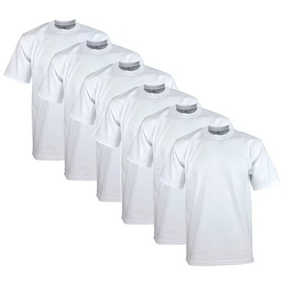 6 Pack Pro Club Men's Heavyweight Short Sleeve Crew Neck T-Shirt - White - Large Tall | Target