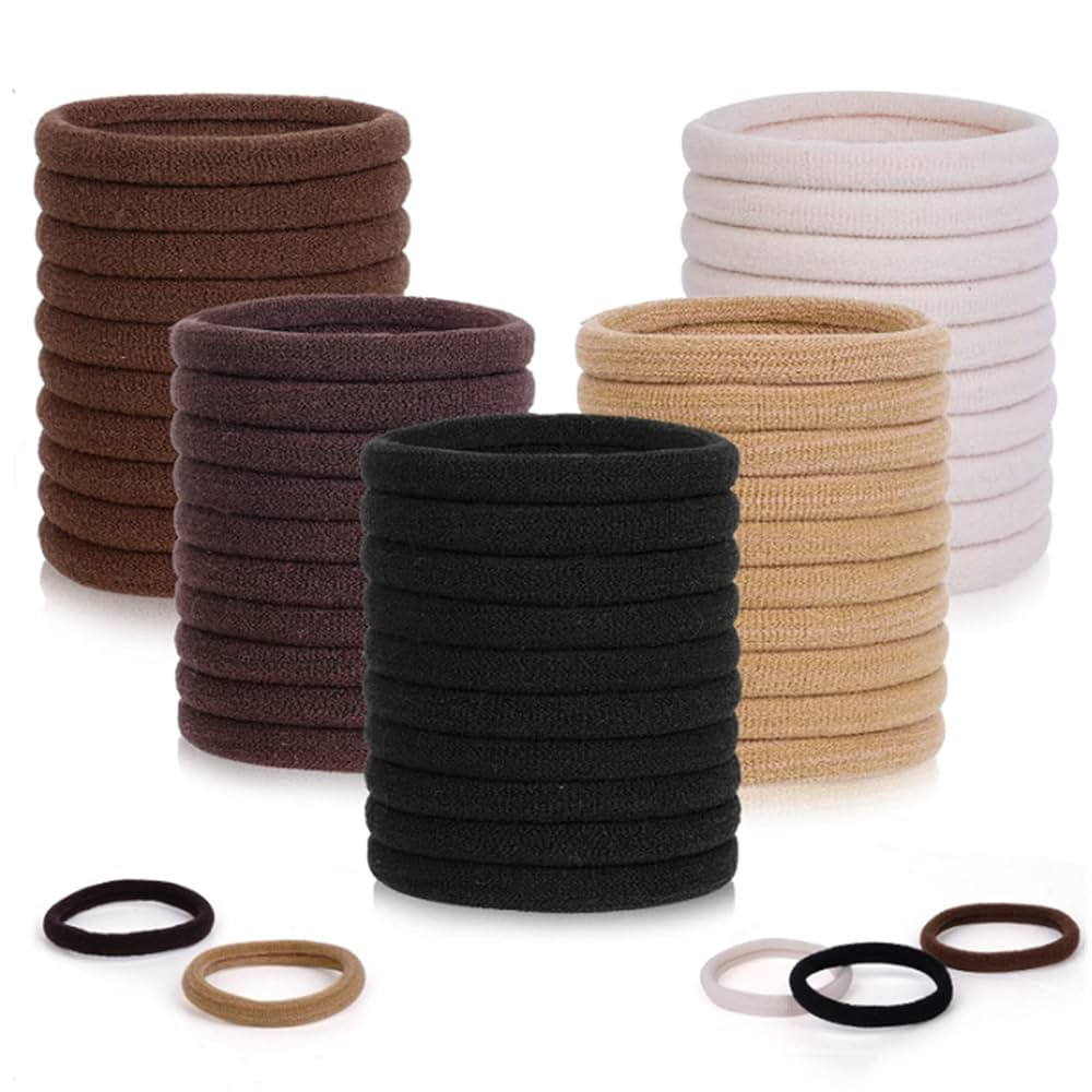 Pimoys 100 Pcs Elastic Hair Ties, Thick Seamless Hair Bands No Damage Soft Ponytail Holders Hair ... | Amazon (US)
