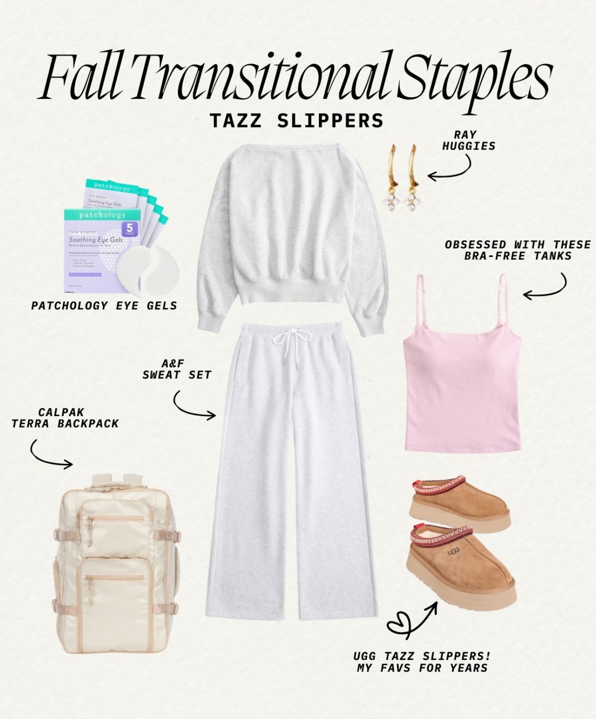 [8/26/25] ugg tazz slippers are my go-to for fall, sharing how to style as we quickly approach the cooler temps! Full sweatsuit is soooo good from Abercrombie, paired with my go-to 90s bra-free cami. Comes in multiple colors! 

• Calpak is currently 15% off for Labor Day
• JMJ code is VIV20 through 8/27 at midnight! Then VIV15 
• abercrombie AFVIVIANE code runs 8/28-9/2
• patchology code VIVIANE15 



#LTKFindsUnder100 #LTKSeasonal #LTKSaleAlert