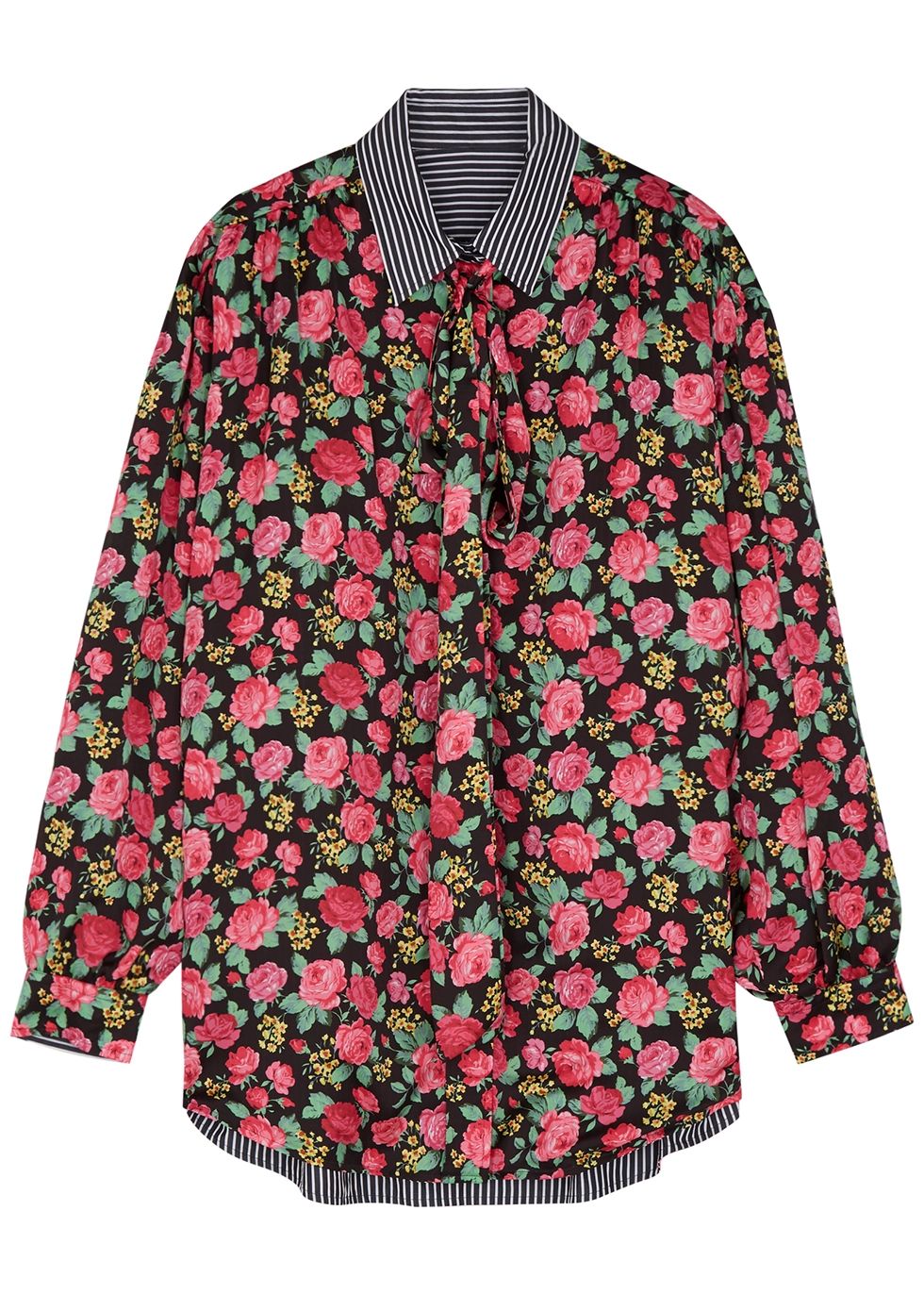 Floral-print reversible satin shirt | Harvey Nichols 