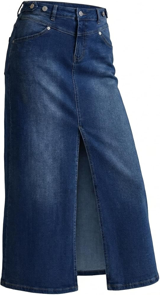 Arach&Cloz Women's Cotton Blend Stretch Adjustable Waist Denim Skirts with Pockets 2026 | Amazon (US)