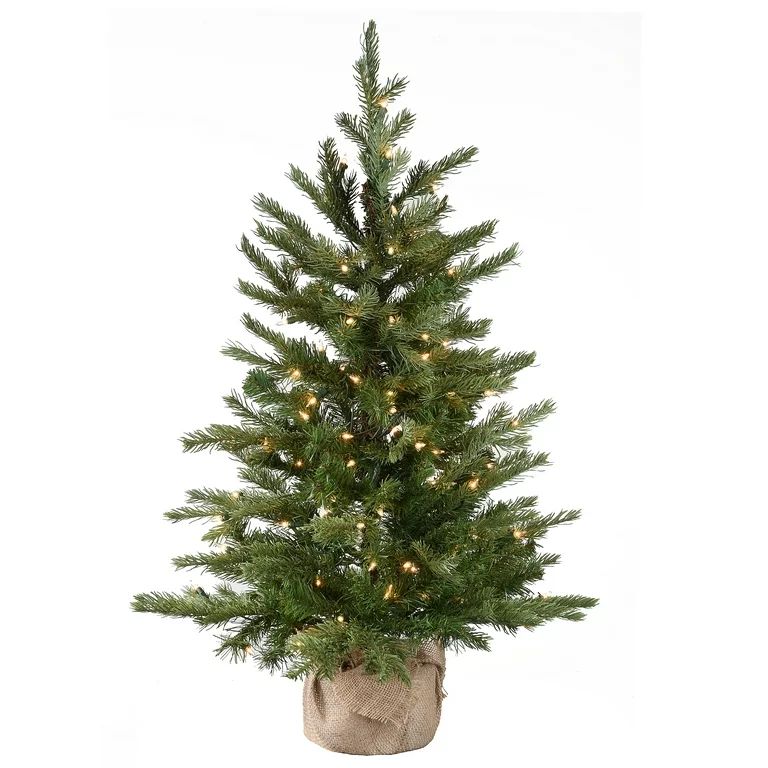 National Tree Company Pre-Lit 'Feel Real' Artificial Mini Christmas Tree, Green, Nordic Spruce, W... | Walmart (US)