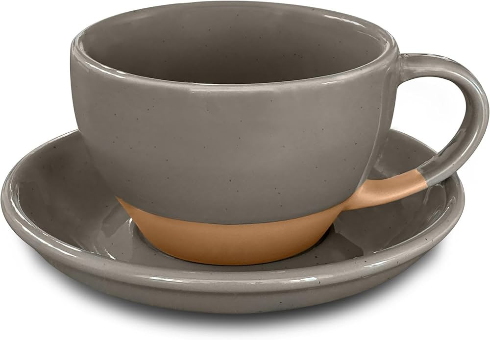 Mora Ceramic Latte Art Mug With Saucer - 10.5 oz, Round Bottom For Perfect Pours - Cafe Cups for ... | Amazon (US)