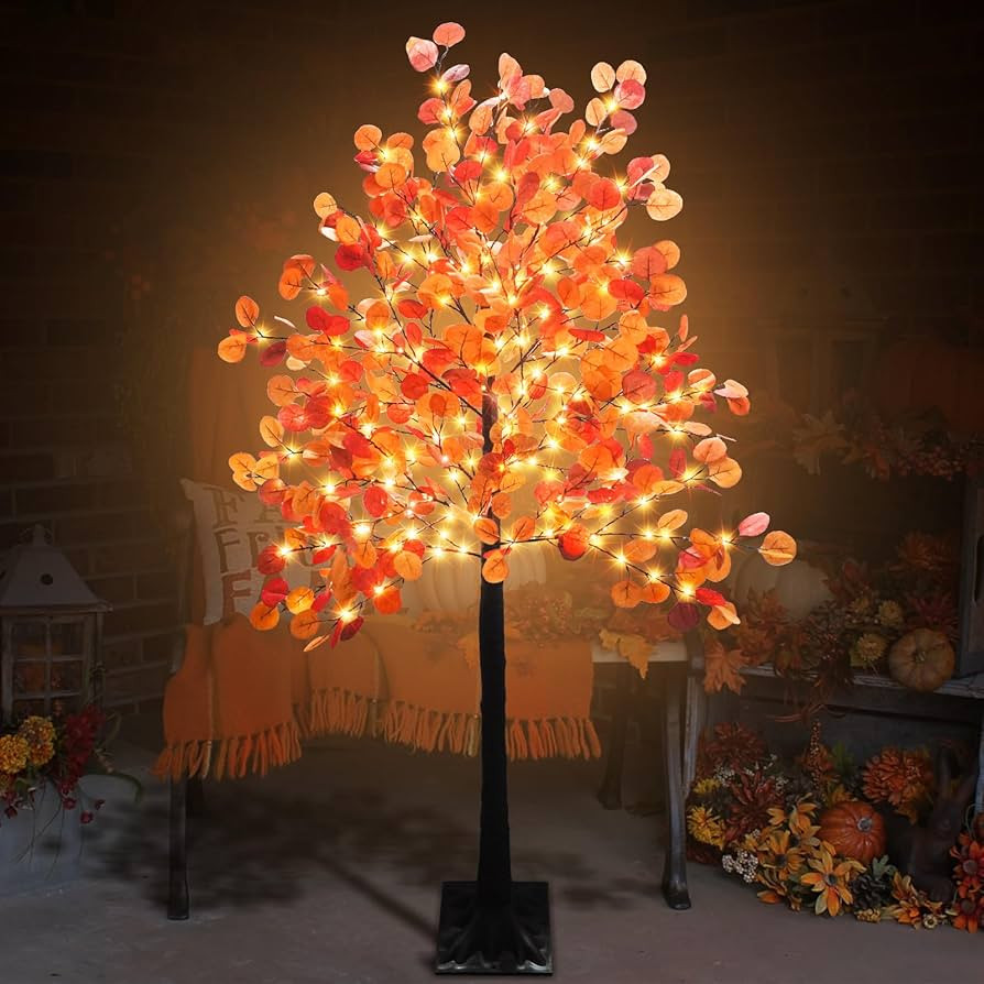 Dehoxara 6FT Lighted Fall Eucalyptus Tree Artificial Autumn Tree Timer 8 Mode 240 LED Warm White ... | Amazon (US)