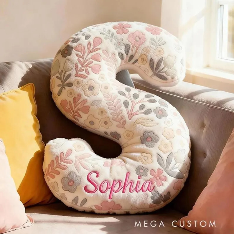 Personalized Floral Letter Pillow With Name Graphic 3D Print Custom Double Sided Pillow Gift for ... | Etsy (US)