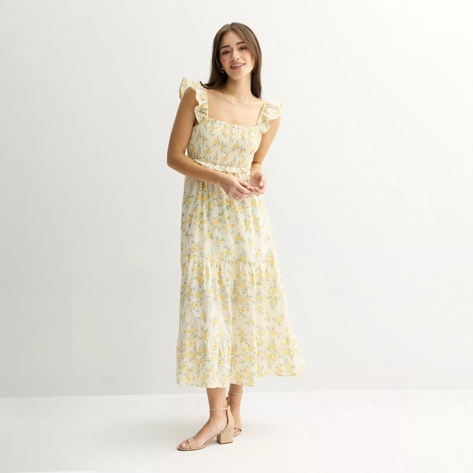 Juniors' Rewind Flutter Strap Tiered Maxi Dress | Kohl's