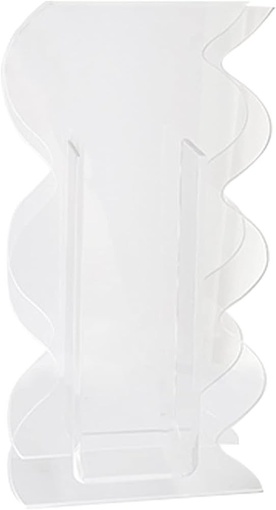 JFBUCF Clear Acrylic Flower Vase, Acrylic Vase Geometric Wave Shaped Vases Tall Plastic Make-up B... | Amazon (US)
