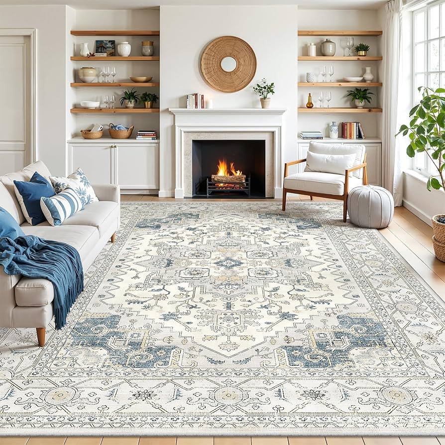Washable Area Rug 8x10, Area Rugs Stain Resistant Neutral Washable Rugs for Living Rooms Bedroom ... | Amazon (US)