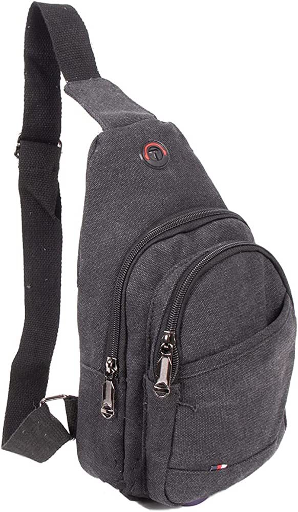 WESTEND Crossbody Canvas Sling Bag Backpack with Adjustable Strap, Black | Amazon (US)